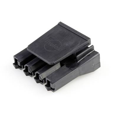 'Connecteur Molex noir triple avec capot, utilisé pour connecter les câbles d'alimentation dans les ordinateurs.'