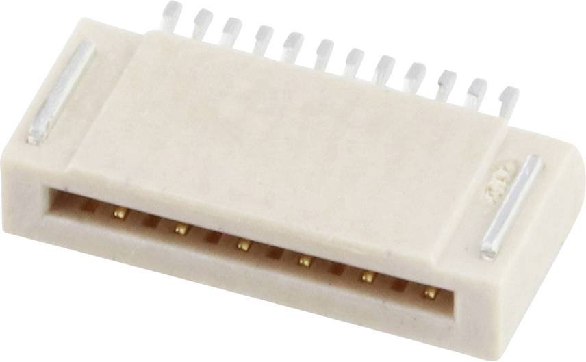 Petit connecteur électrique rectangulaire à broches multiples, adapté pour relier des appareils électroniques.