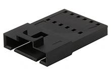 Support en plastique noir, rectangulaire, avec plusieurs découpes rectangulaires, probablement destiné au montage ou à la fixation de pièces.