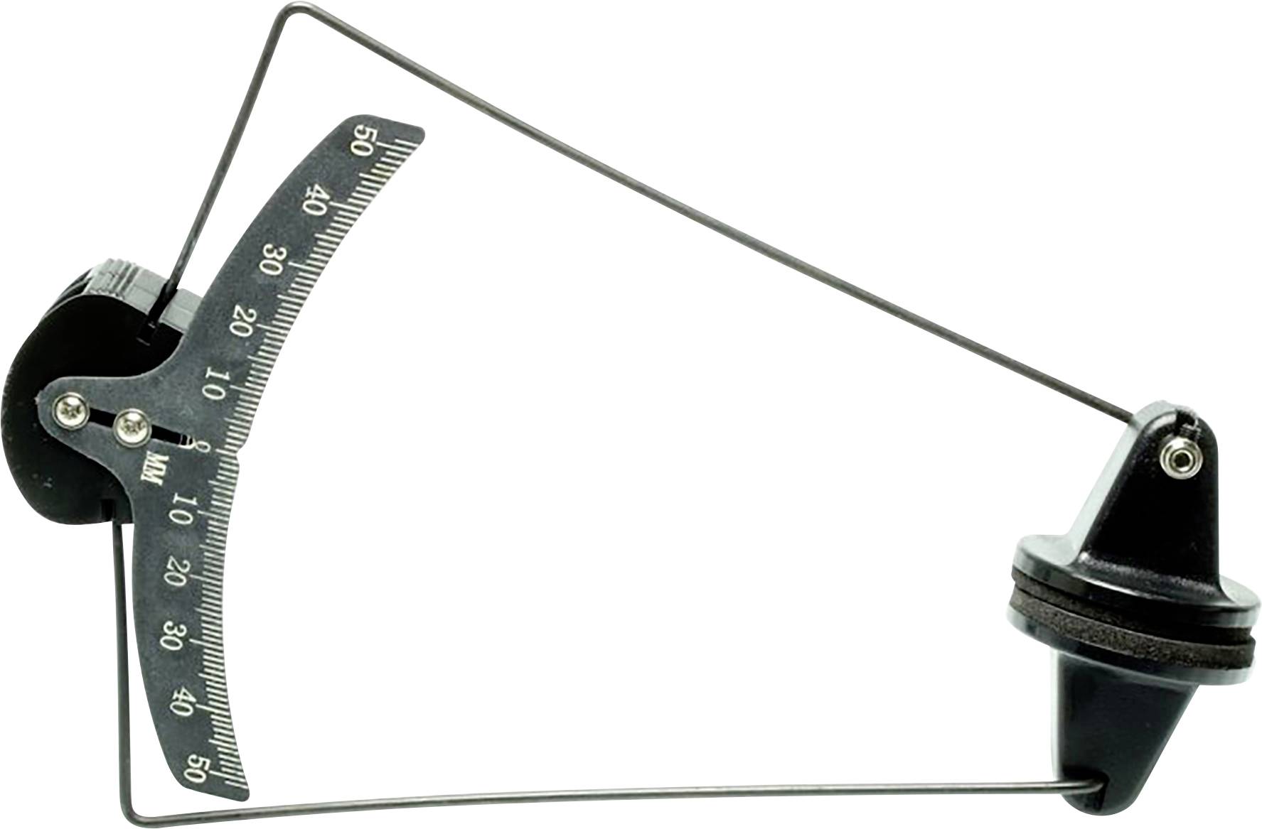 Un instrument de mesure optique noir avec une échelle de 0 à 50 sur un arc, utilisé pour mesurer des angles ou des distances.