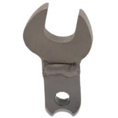 Une clé à molette métallique à mâchoire ouverte, avec un trou à l'extrémité de la poignée.