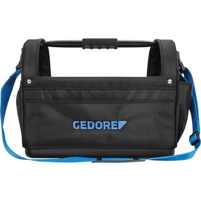 Grand sac à outils noir avec une bandoulière bleue et le logo 'GEDORE' sur la face avant.