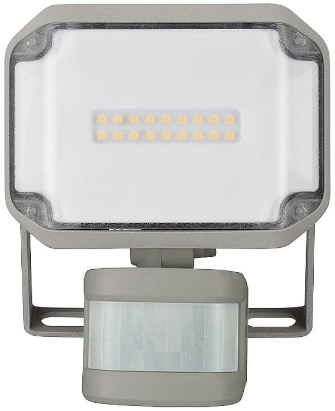 Applique murale extérieure avec un panneau LED rectangulaire blanc et une technologie de détection de mouvement intégrée. Idéale pour l'éclairage de sécurité.