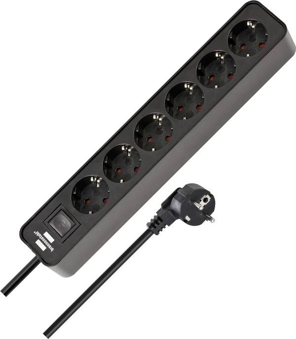 Bloc multiprise avec interrupteur Brennenstuhl 1153260000 x6 noir contact de protection 1 pc(s)