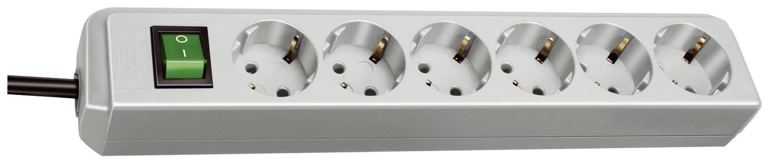 Bloc multiprise avec interrupteur Brennenstuhl 1159550015 x6 gris clair contact de protection 1 pc(s)-0