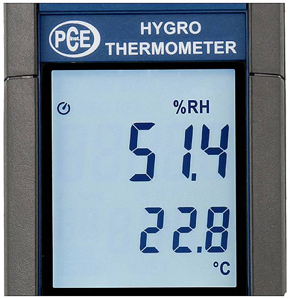 Affichage hygro-thermométrique avec une humidité relative de 51,4 % et une température de 22,8 °C.