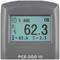 Un appareil de mesure gris affiche sur l'écran : '5 AVE, 62.3, x̄ = 63.4, S = 2.1'. En haut se trouvent les indicateurs de batterie et les symboles.