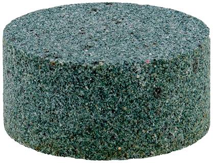Un abrasif rond de couleur vert foncé, de forme cylindrique, adapté pour les meuleuses électriques.
