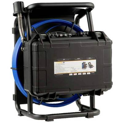 Un appareil de nettoyage portable, équipé d'un tuyau bleu, dans un coffret de transport robuste et noir.