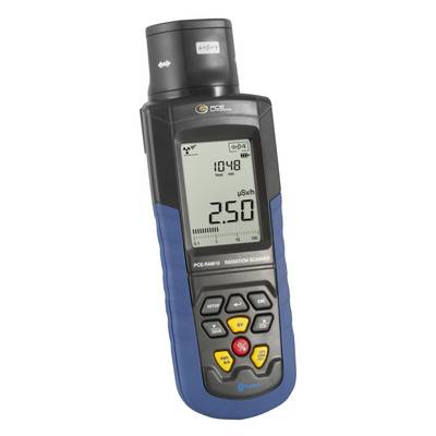 Scanner de rayonnement portatif affichant une lecture numérique de 2,50 µSv/h sur son écran.