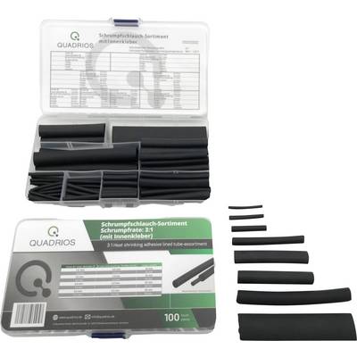 Assortiment de gaines thermorétractables dans un coffret en plastique, avec un taux de rétraction de 3:1, diamètre intérieur de 3-20 mm. Idéal pour l'isolation et la réparation de câbles.