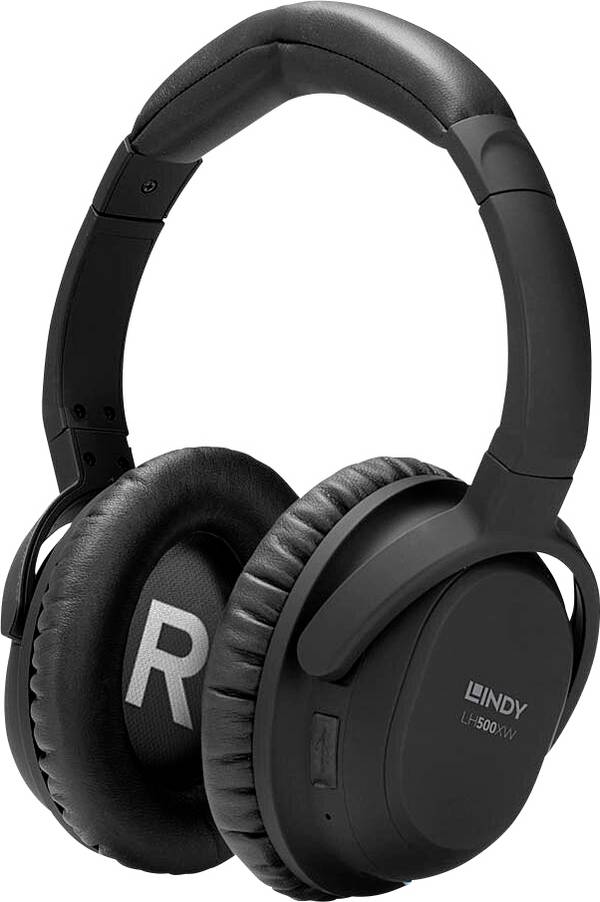 LINDY LH500XW  Casque supra-auriculaire sans fil  noir Noise Cancelling micro-casque, volume réglable, coques pivotantes