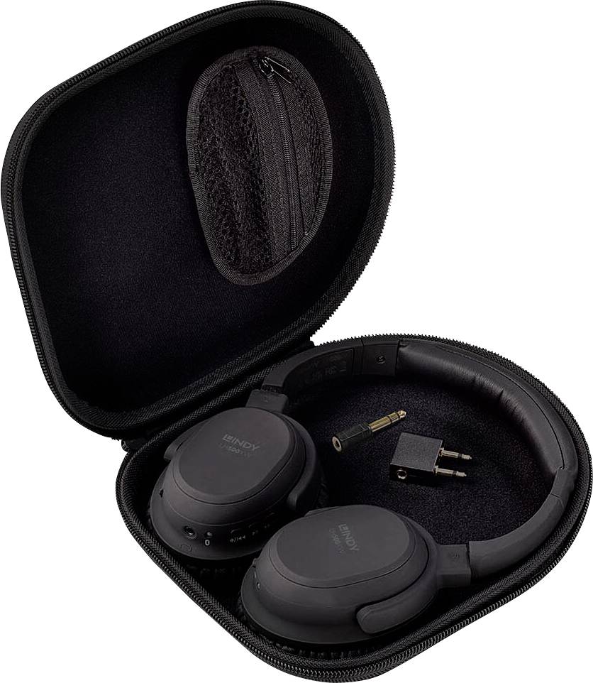 LINDY LH500XW Casque supra-auriculaire sans fil noir Noise Cancelling micro-casque, volume réglable, coques pivotantes-4