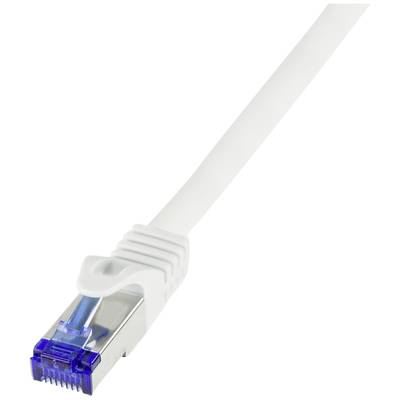 Un câble Ethernet blanc avec une prise RJ45 bleue montre la possibilité de connexion pour les appareils réseau.