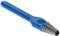 Un capuchon de stylo bleu avec un embout métallique.