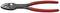 Une pince KNIPEX rouge, posée sur le côté, avec une poignée revêtue de noir et des surfaces de préhension dentelées.