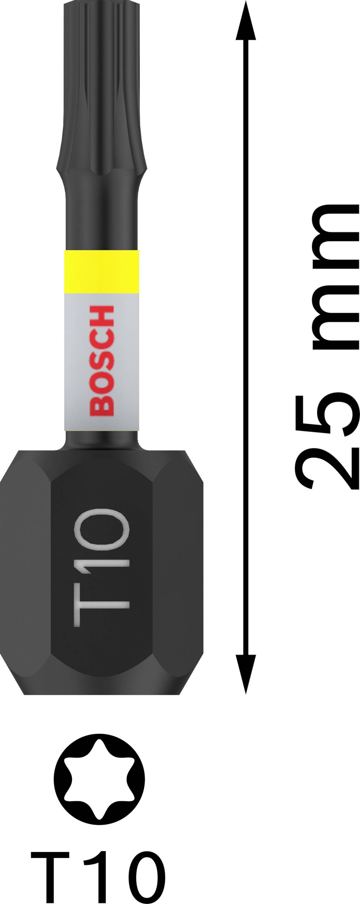 Embout Torx 'Bosch T10' d'une longueur de 25 mm.