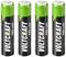Quatre piles rechargeables AA de la marque Voltcraft, vertes et noires, d'une capacité de 1100 mAh.