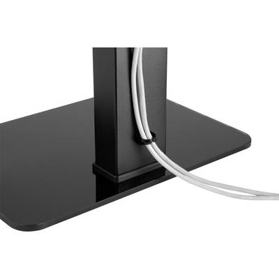 Support de sol avec deux câbles guidés par un serre-câble fixé au pied de support.