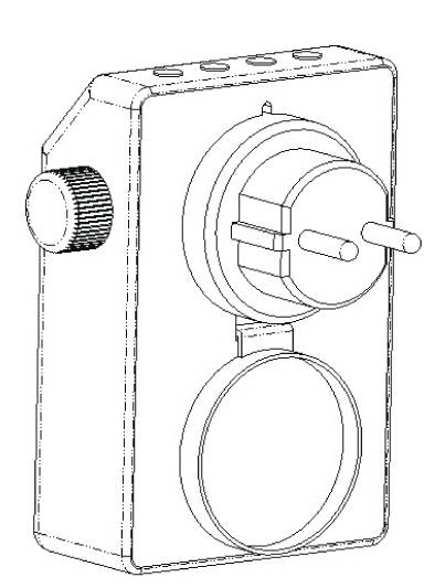 Appareil électronique avec adaptateur de prise UE et bouton rotatif à gauche. Adapté pour commander des appareils électriques via une fonction de minuterie.