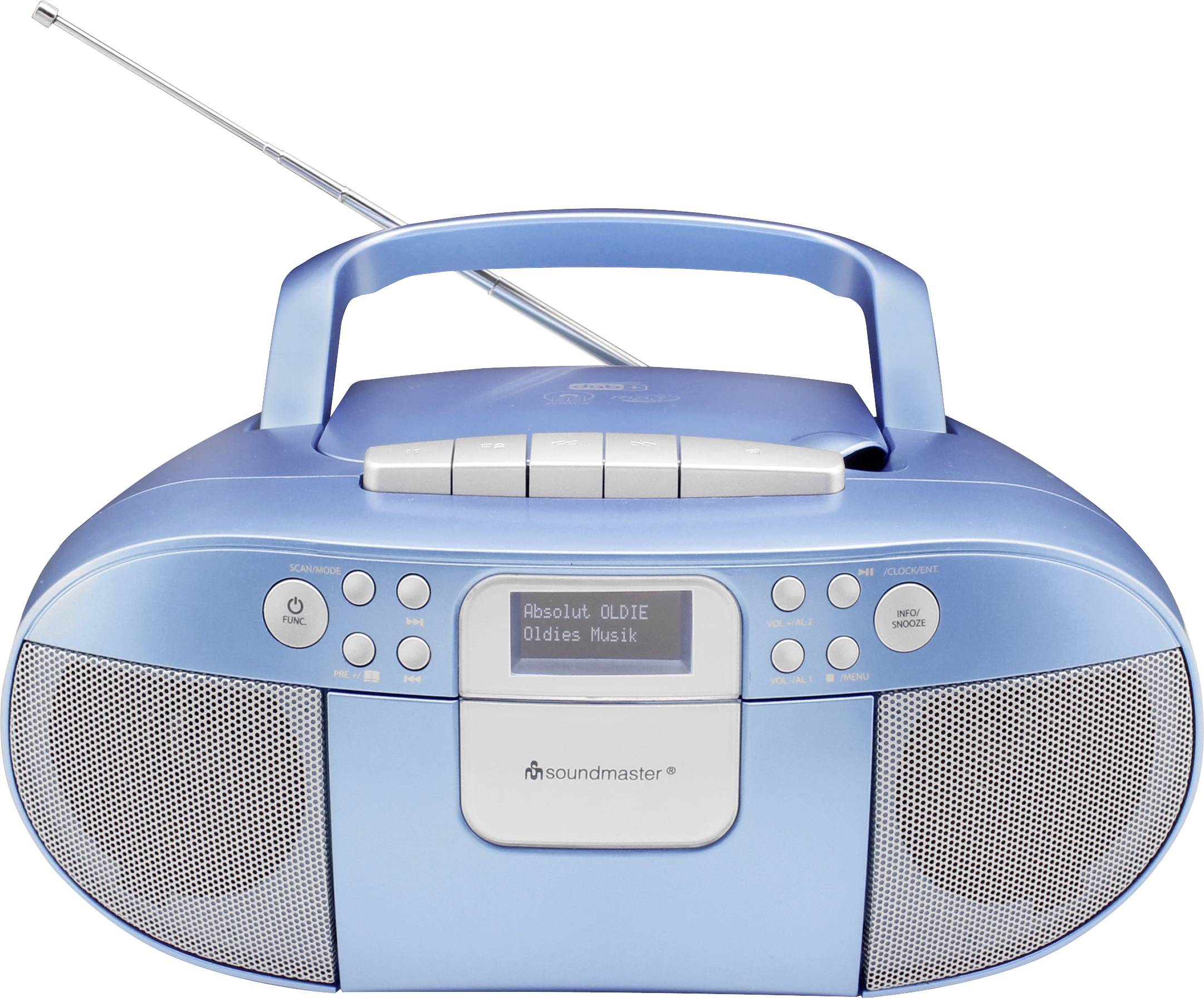 soundmaster SCD7800BL Radiocassette DAB+, FM AUX, CD, Cassette, USB fonction réveil bleu-1