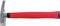 Un marteau avec un manche rouge et une tête en métal, adapté aux travaux manuels. Le manche est ergonomique pour une meilleure prise en main.
