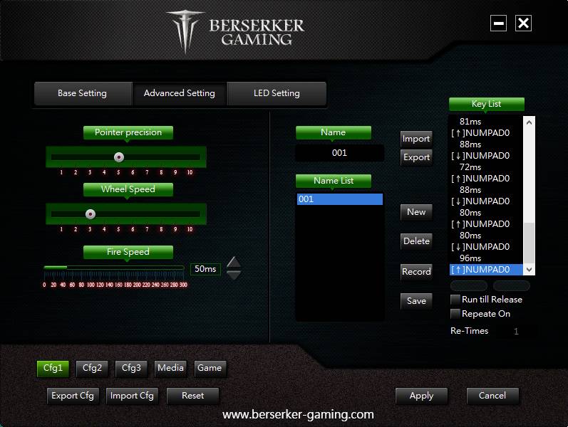 Berserker Gaming V1 Souris de gaming USB optique noir 9 Boutons 800 dpi, 1600 dpi, 2400 dpi, 3200 dpi, 4800 dpi, 6400 dp-4