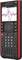 Calculatrice rouge avec un écran graphique affichant deux courbes mathématiques superposées. Les fonctions et les touches sont visibles.