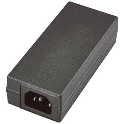 Un adaptateur réseau noir, rectangulaire, avec une connexion à trois broches.