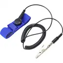 TRU COMPONENTS Bracelet antistatique (ESD) bleu, noir câble de terre inclus Bouton-pression 9,52 mm (3/8")