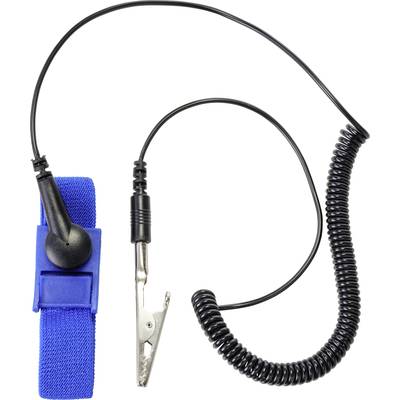 TRU COMPONENTS Bracelet antistatique (ESD) bleu, noir câble de terre inclus  Bouton-pression 9,52 mm (3/8)