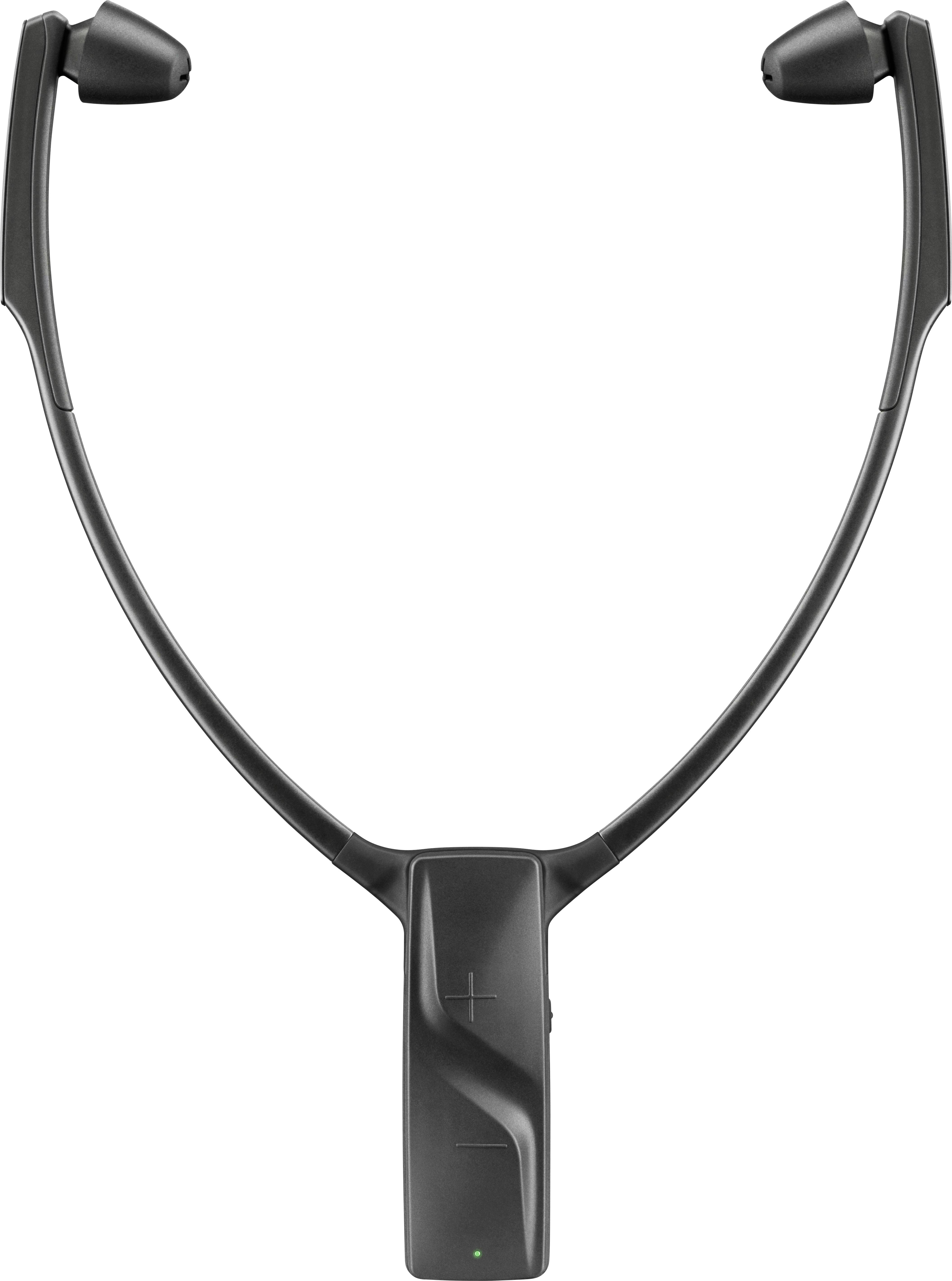 Casque audio sans fil de couleur noire, adapté pour une utilisation avec des téléviseurs ou des appareils audio.