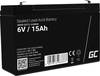 Green Cell Green Cell - Alarmsystem-Batterie - Bleisäure AGM40 Batterie au plomb 6 V 15 Ah plomb (AGM) (l x H x P) 151 x 100 x 94 mm cosses plates 6,35 mm résistant aux cycles de charge, sans entretien