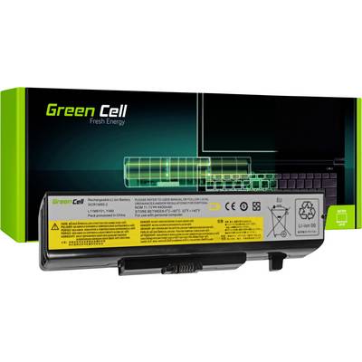 Emballage verte et batterie d'ordinateur portable de Green Cell avec le texte 'Fresh Energy'. Un diagramme sur l'emballage représente la batterie.