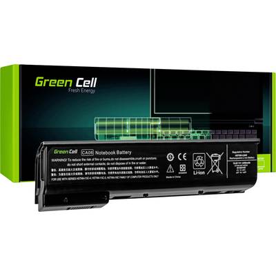 Batterie d'ordinateur portable de Green Cell, modèle CA06. Emballage avec un graphique d'un ordinateur portable. Les avertissements sur la batterie sont visibles.