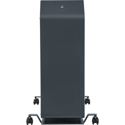 Un purificateur d'air mobile gris foncé, présenté de face.