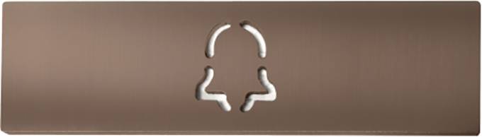 Bouton de sonnette marron avec un symbole de cloche au centre.