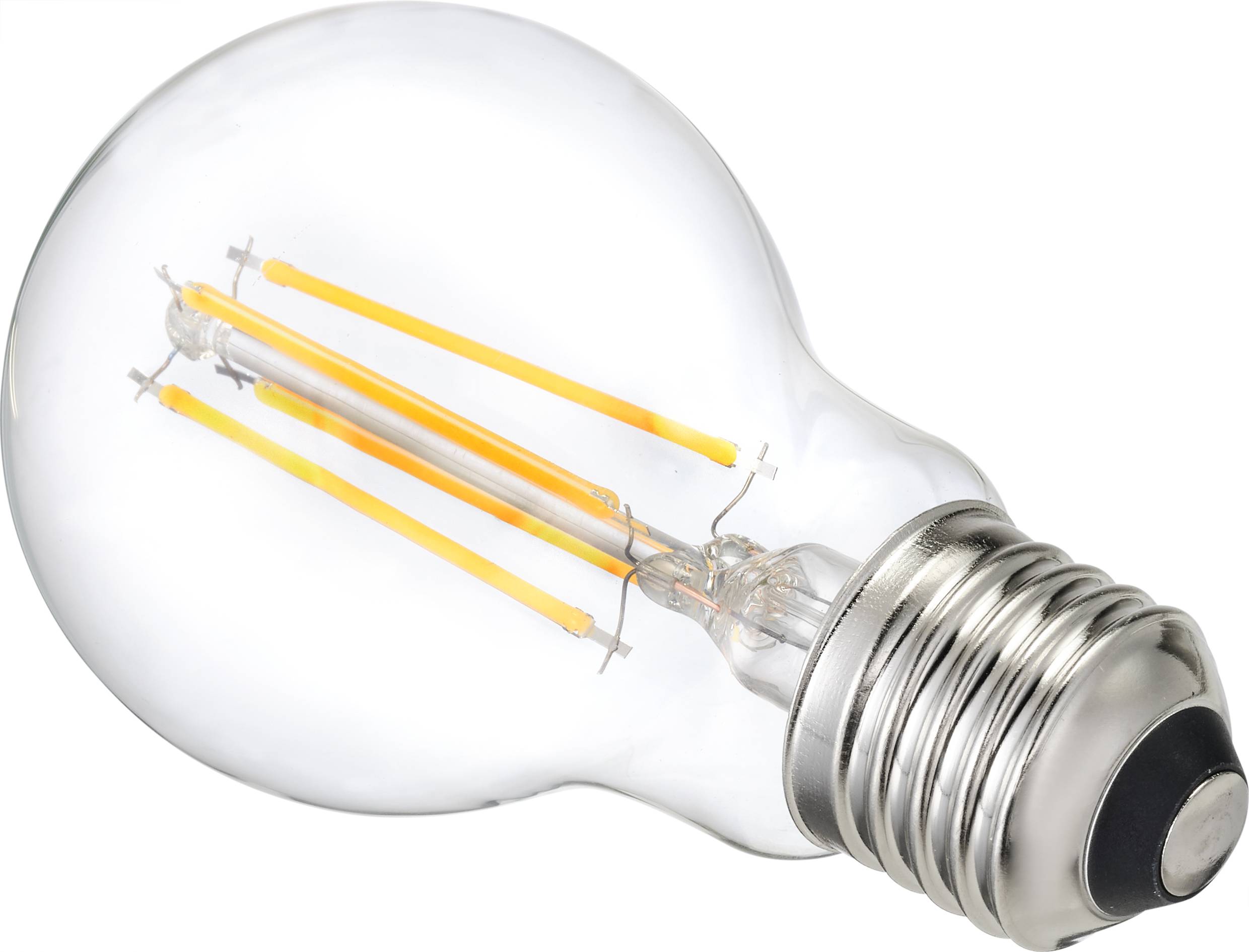 Ampoule en gros plan avec des filaments visibles, évoquant un design moderne.