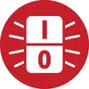 Symbole de marche/arrêt dans un cercle rouge, représentant un panneau de commande ou une commande d'appareil.