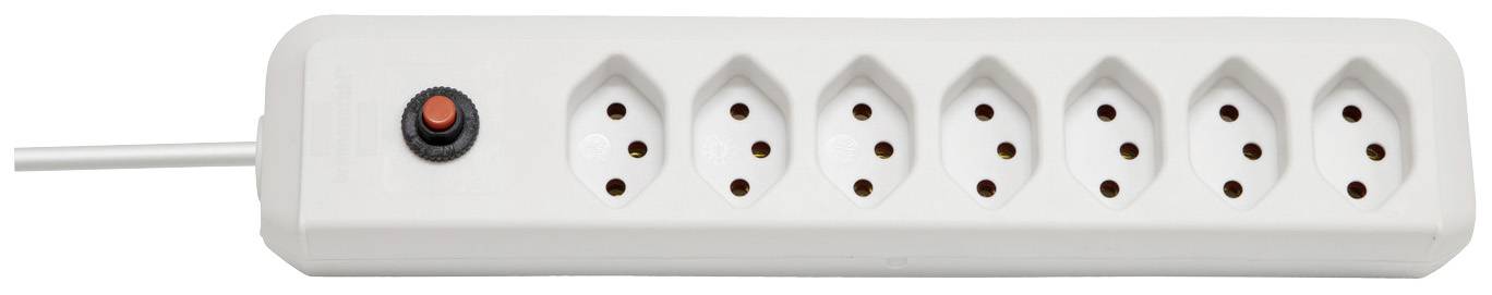 Multiprise à six emplacements avec interrupteur marche/arrêt rouge. Idéale pour étendre les connexions électriques.