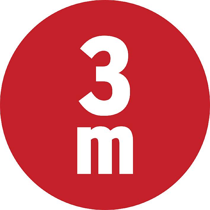 Icône rouge en forme de cercle avec l'inscription blanche '3 m', probablement un symbole de distance ou de rayon.
