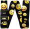 Bracelet noir avec des visages emoji colorés, comprenant des emojis rieurs, clignotants et pleurants, ainsi qu'un cadenas à chiffres.