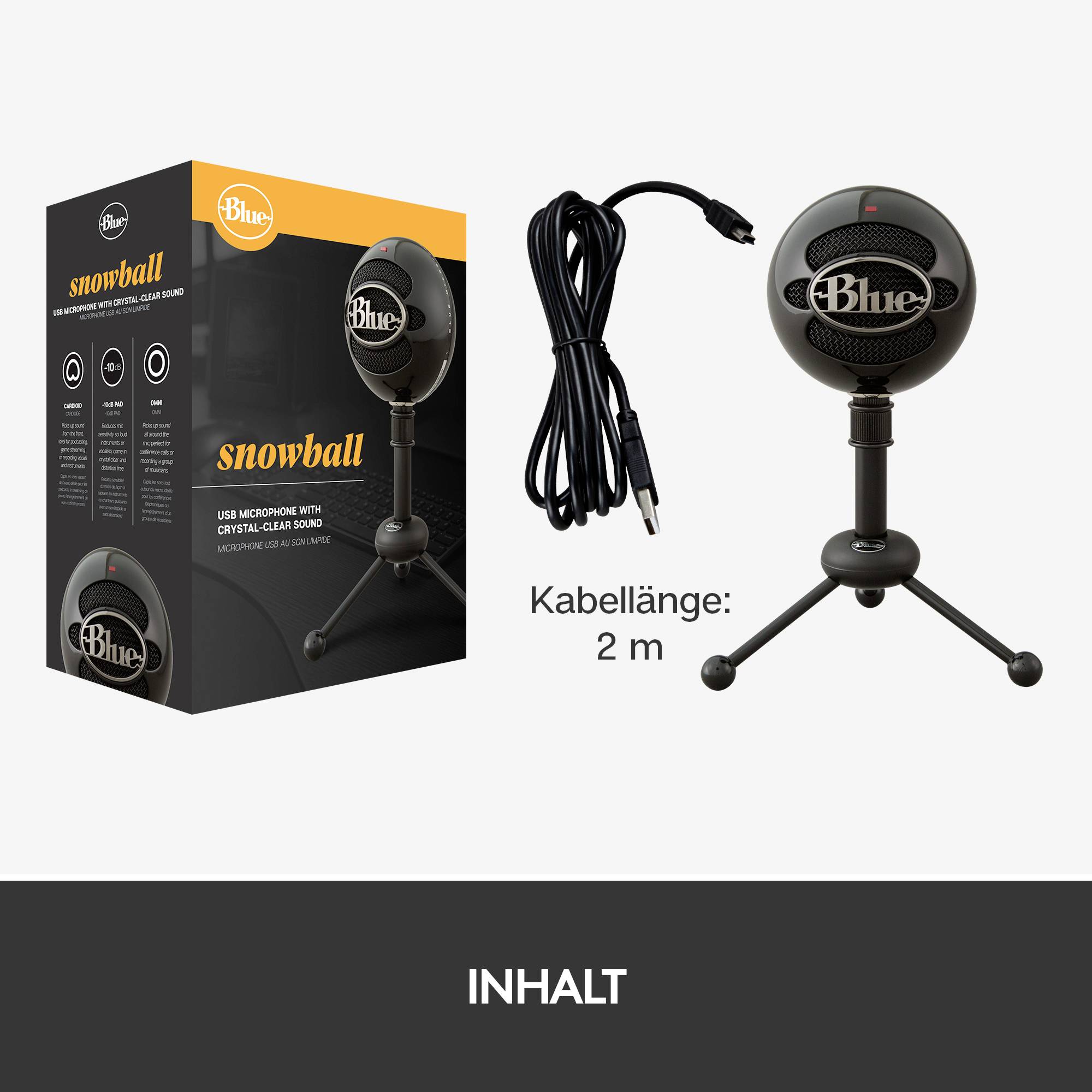 Sur pied Micro PC Blue Microphones Snowball Type de transmission (détails):filaire, USB-13