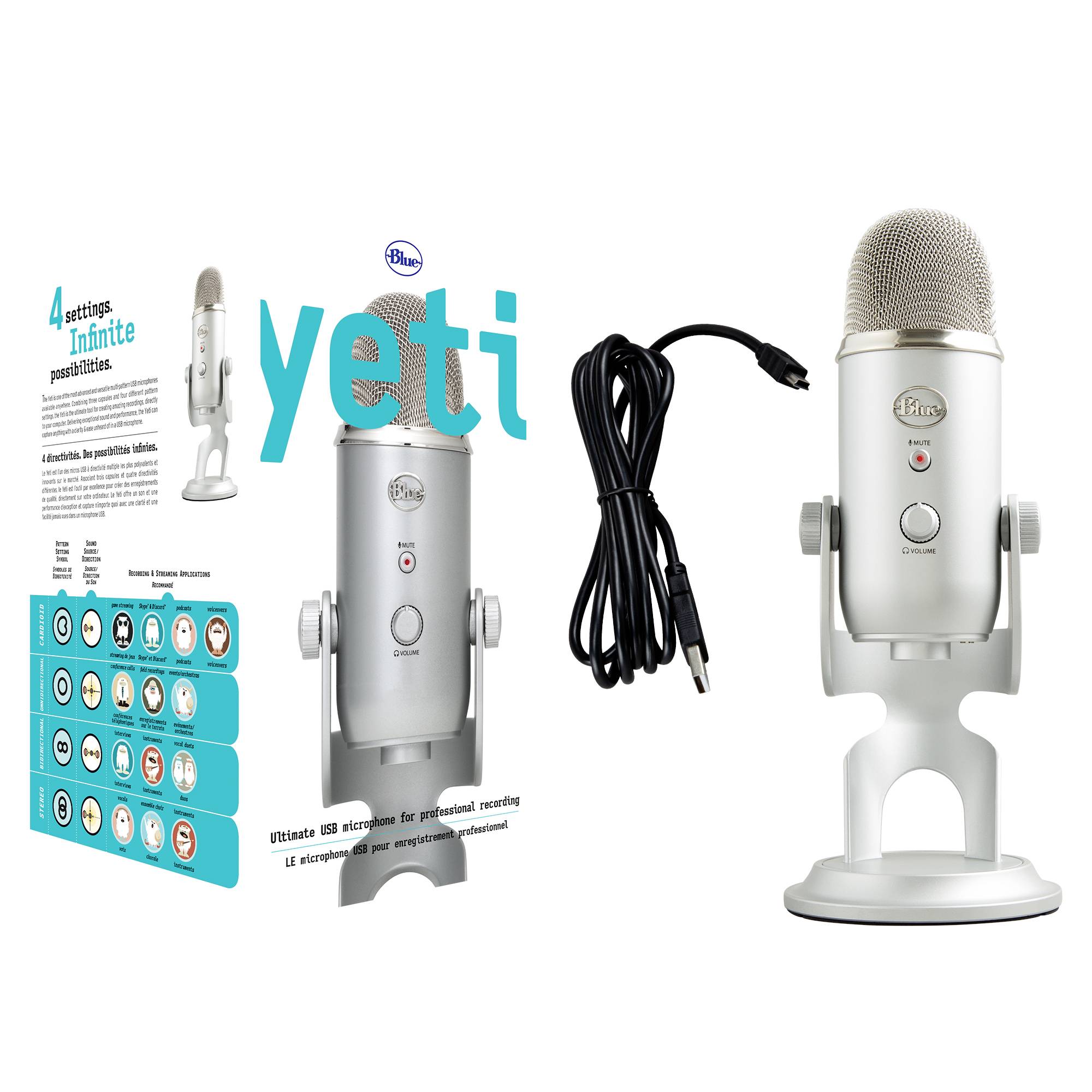 Sur pied Micro PC Blue Microphones Yeti Type de transmission (détails):filaire, USB-5