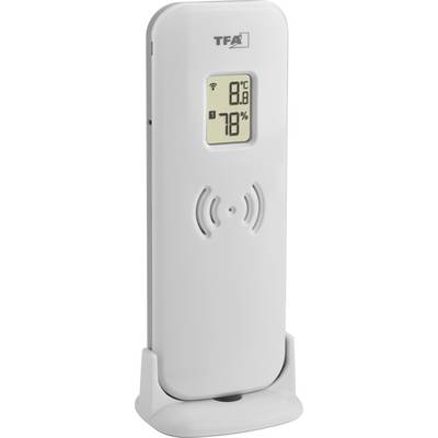 Un hygromètre-thermomètre numérique blanc affiche '8°C' de température et '78%' d'humidité sur un petit écran.