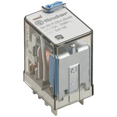 Un module électrique rectangulaire et transparent avec un intérieur semblable à une bobine. Un interrupteur bleu est visible en haut. Des étiquettes de produit sont imprimées.