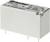 Un relais électromagnétique blanc avec des spécifications techniques imprimées indiquant une tension de service de 24V et une capacité de 12A/250V.