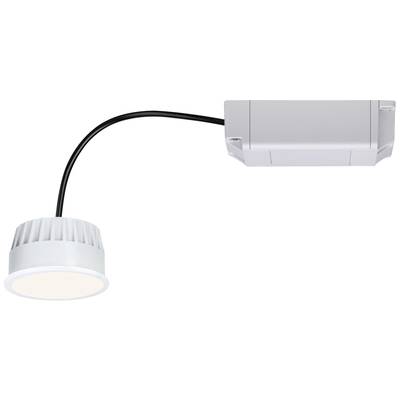 Un luminaire LED mural avec un bras flexible et un boîtier de raccordement rectangulaire. Il éclaire dans un ton blanc chaleureux.