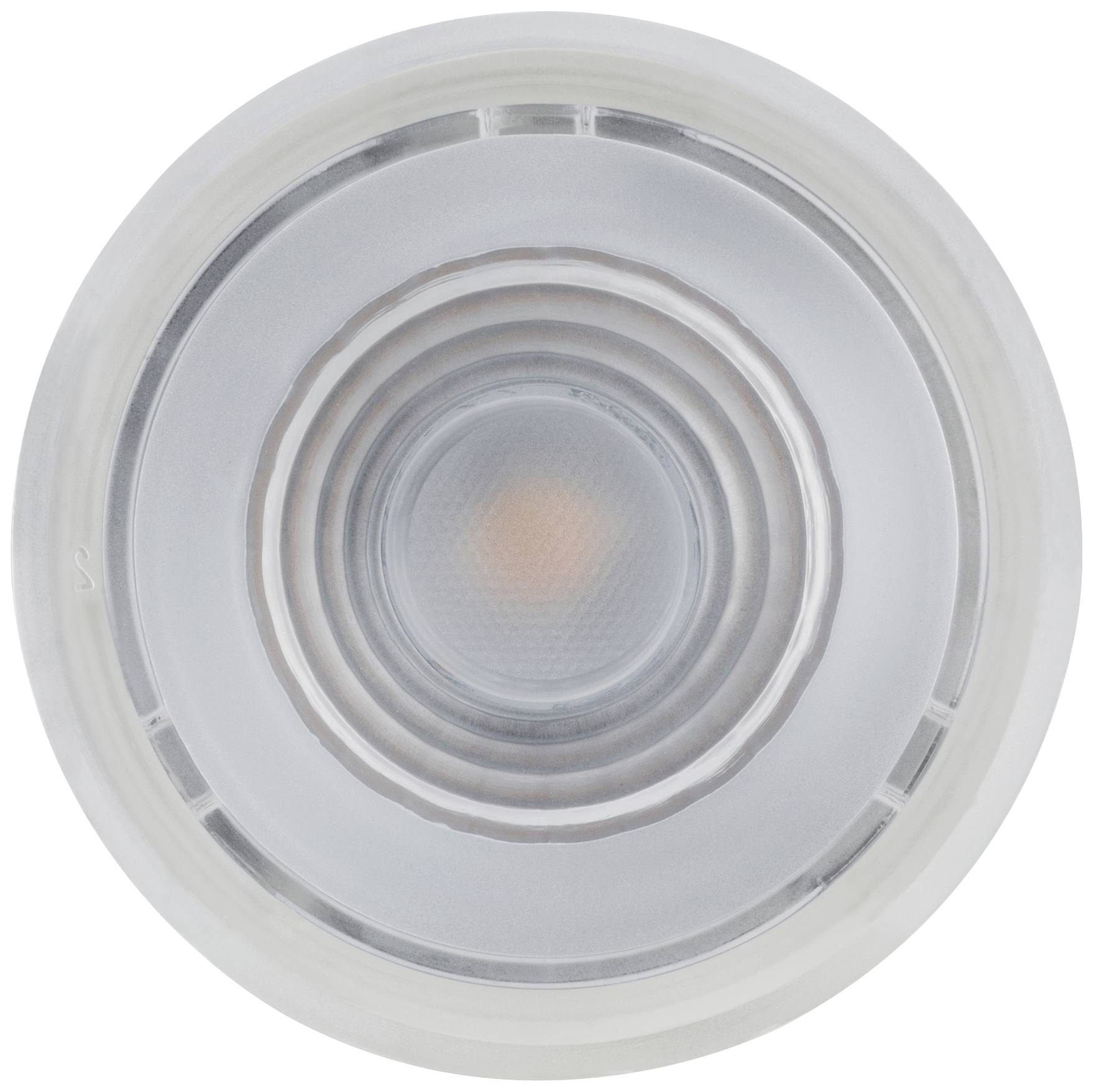 Un objet rond avec des anneaux concentriques au centre, disposés dans un motif qui rappelle une lentille.