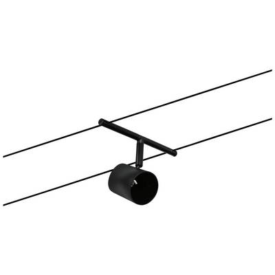 Projecteur noir sur rail avec boîtier cylindrique pour l'éclairage de rail électrique, adapté à la décoration intérieure moderne.
